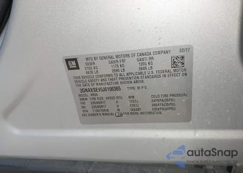 2018 Chevrolet Equinox Lt from USA, damaged, VIN 2GNAXSEV9J6106365